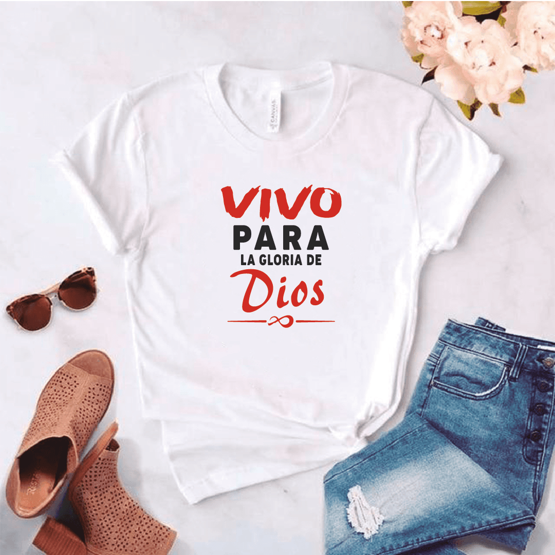 Camiseta estampada tipo T-shirt VIVO PARA LA GLORIA DE DIOS (CRISTIANOS) (DAMA) — foto 2
