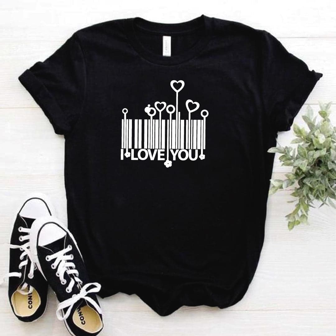 Camisa estampada  tipo T-shirt I LOVE YOU CODIGO DE BARRAS — foto 4