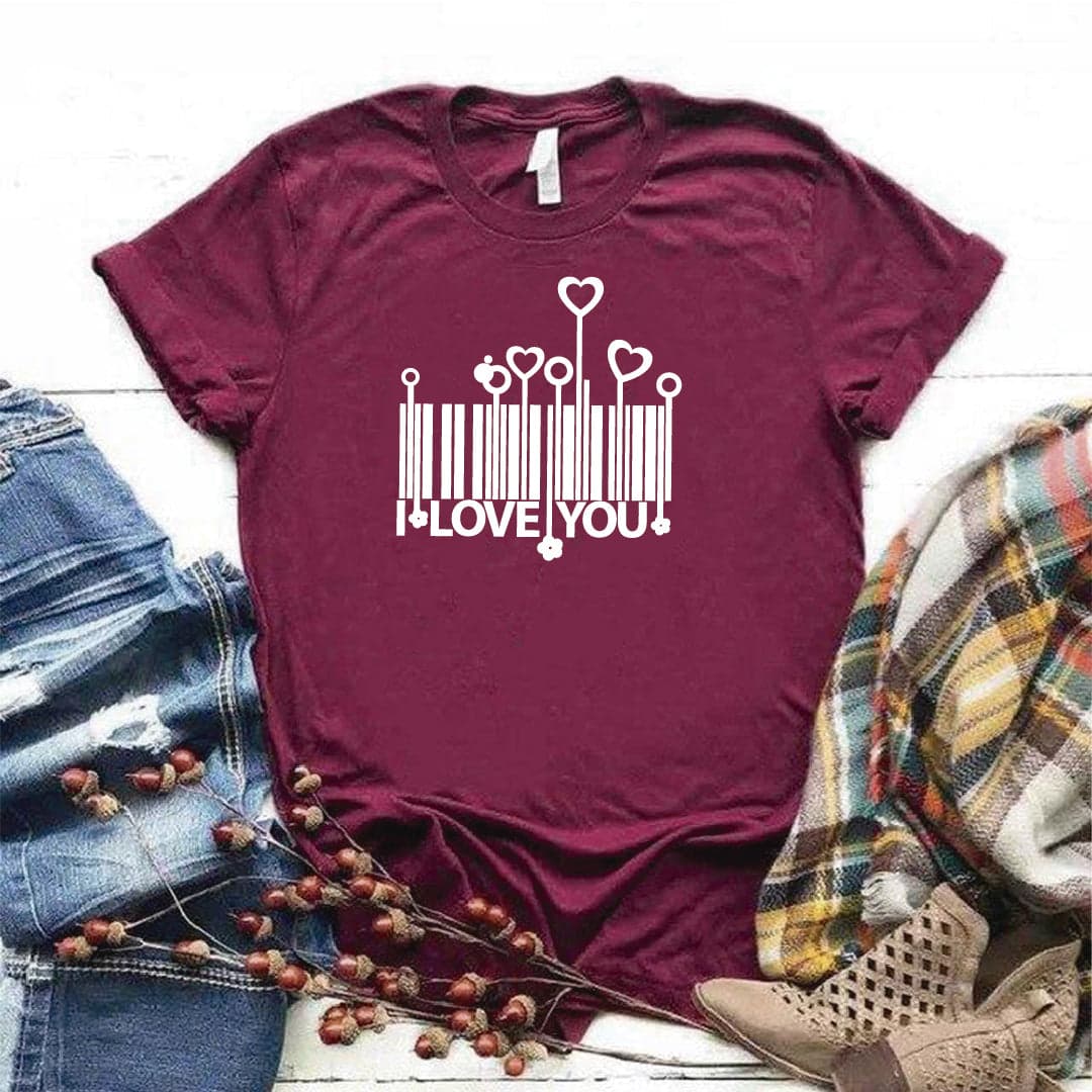 Camisa estampada  tipo T-shirt I LOVE YOU CODIGO DE BARRAS — foto 2