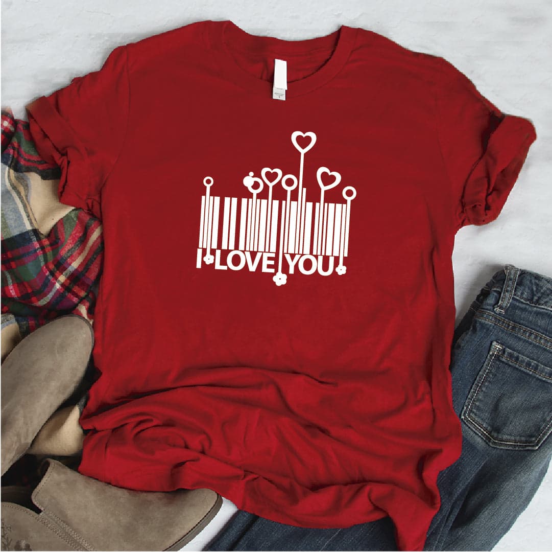 Camisa estampada  tipo T-shirt I LOVE YOU CODIGO DE BARRAS — foto 6