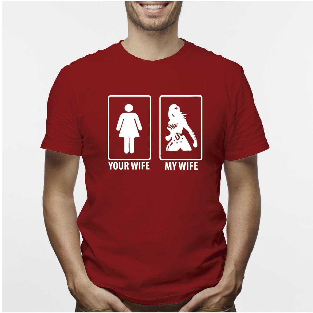 Camiseta estampada Hombre  T-shirt YOUR WIFE / MY WIFE — foto 4