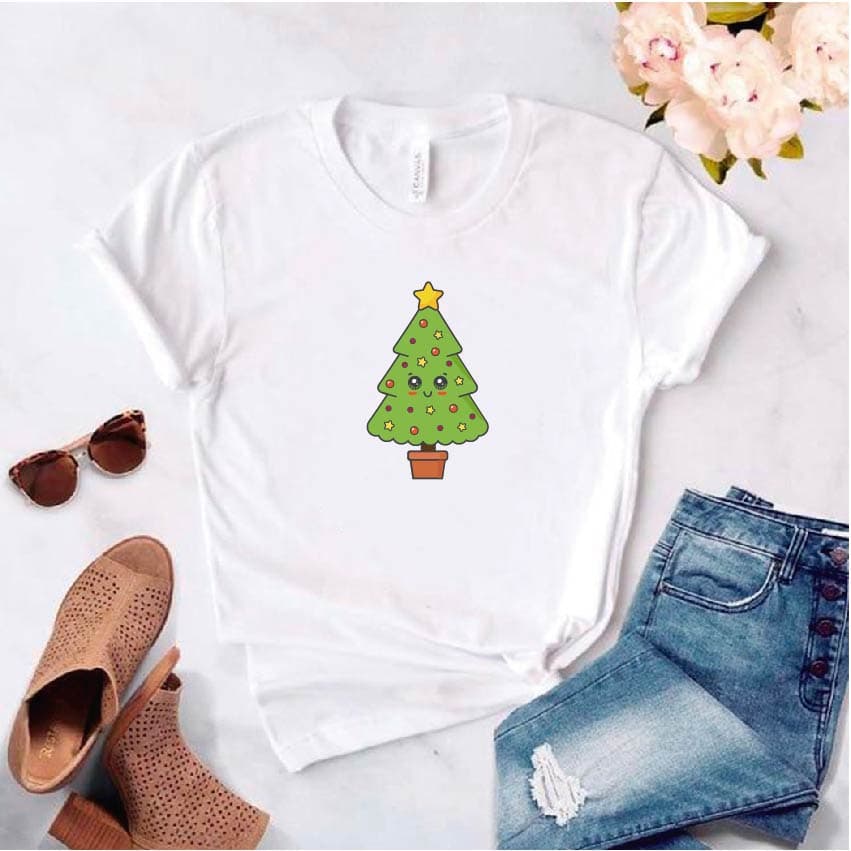 Camisa estampada tipo T-shirt de polialgodon (navidad) arbolito de navidad — foto 1