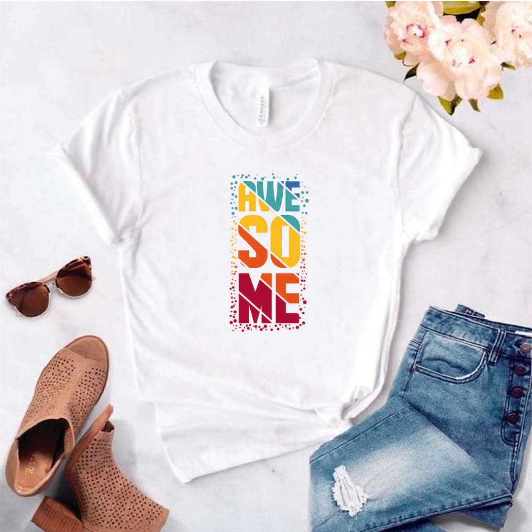 Camisa estampada en algodon para mujer tipo T- shirt awe so me — foto 1