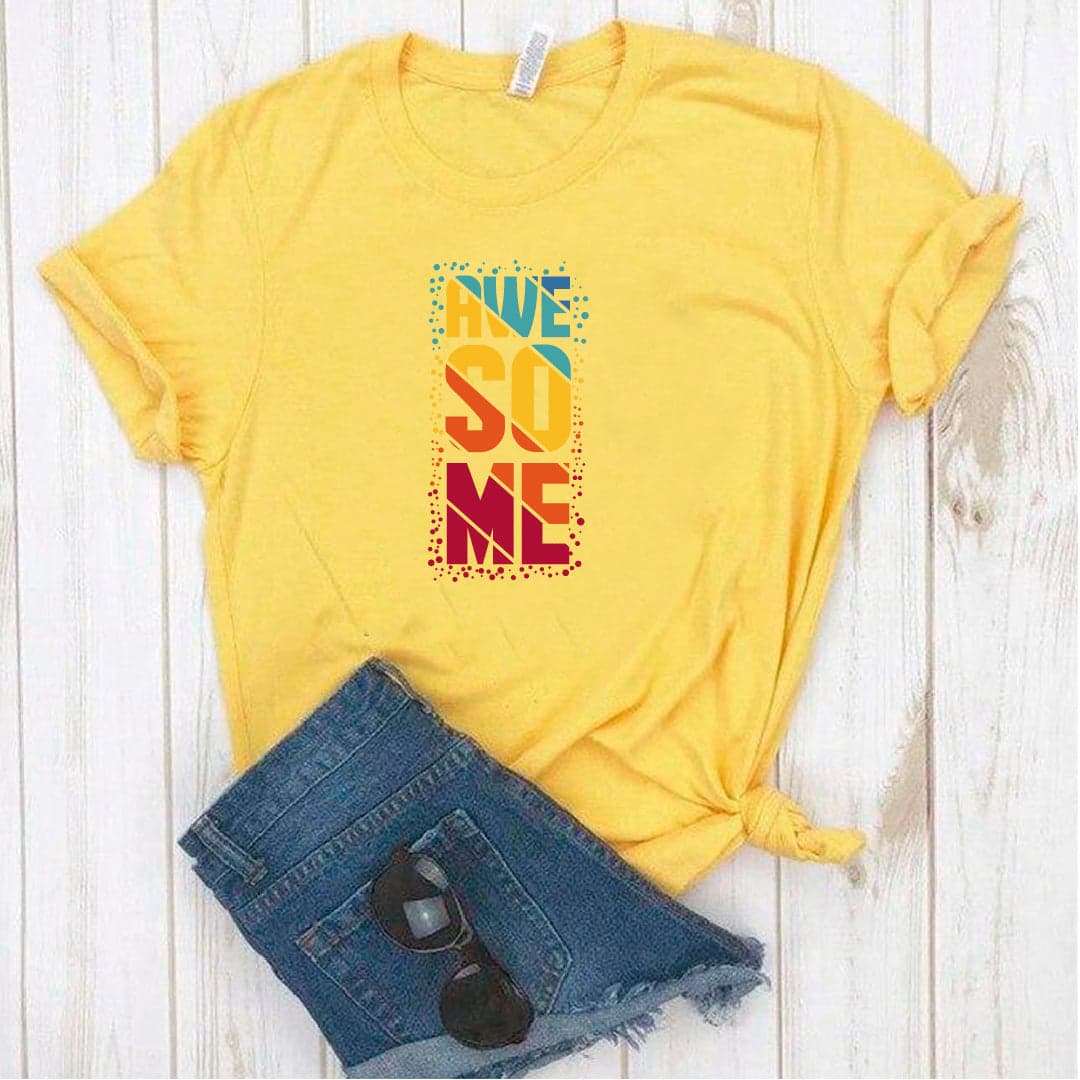Camisa estampada en algodon para mujer tipo T- shirt awe so me — foto 2