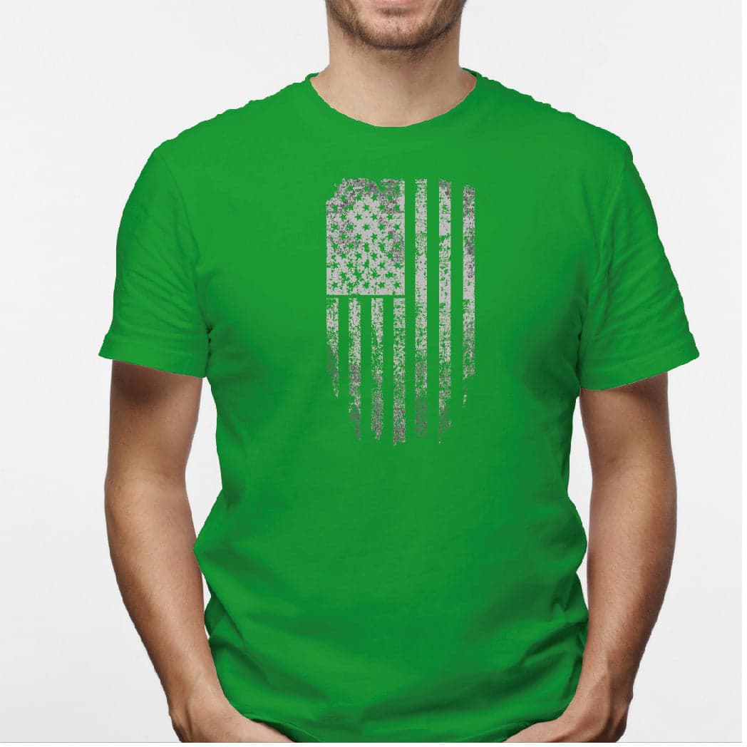 Camisa estampada en algodón para hombre tipo T-shirt bandera de estados unidos distorsionada — foto 2