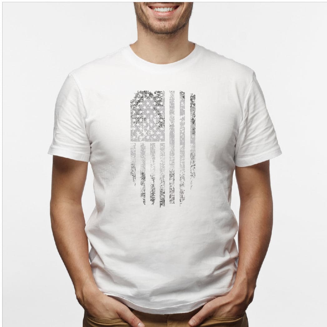 Camisa estampada en algodón para hombre tipo T-shirt bandera de estados unidos distorsionada — foto 3