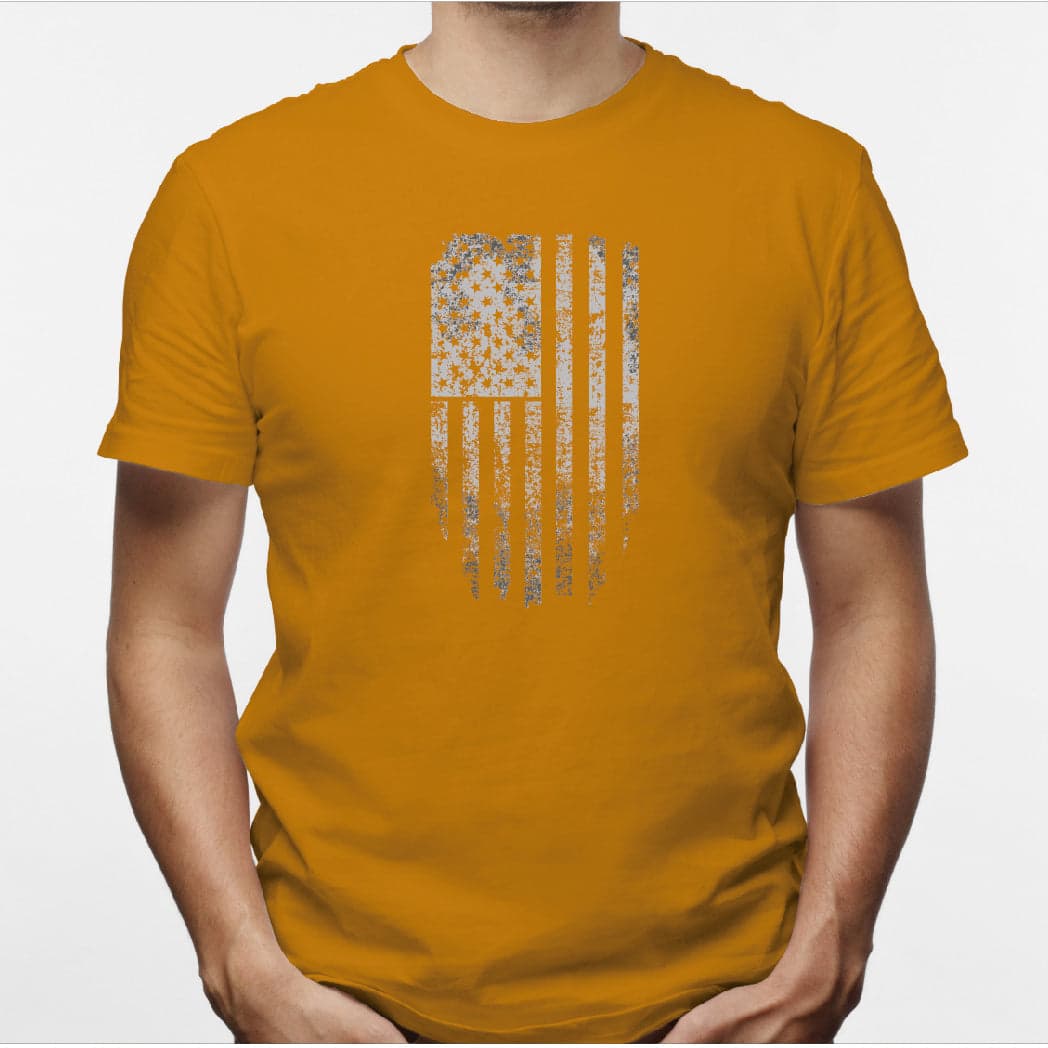 Camisa estampada en algodón para hombre tipo T-shirt bandera de estados unidos distorsionada — foto 6