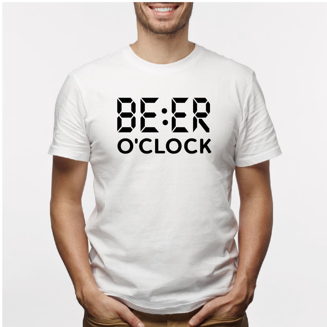 Camisa estampada para hombre  tipo T-shirt Beer o Clock — foto 4