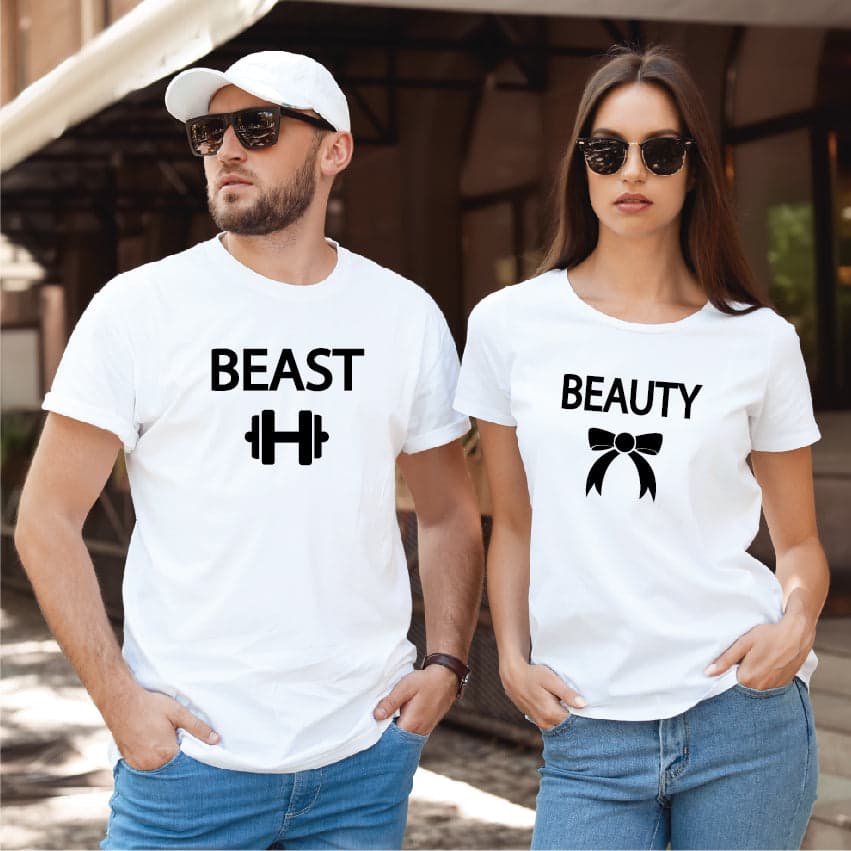 Camiseta estampada tipo T-shirt de pareja BEAST BEAUTY — foto 2