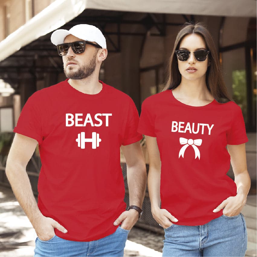Camiseta estampada tipo T-shirt de pareja BEAST BEAUTY — foto 1