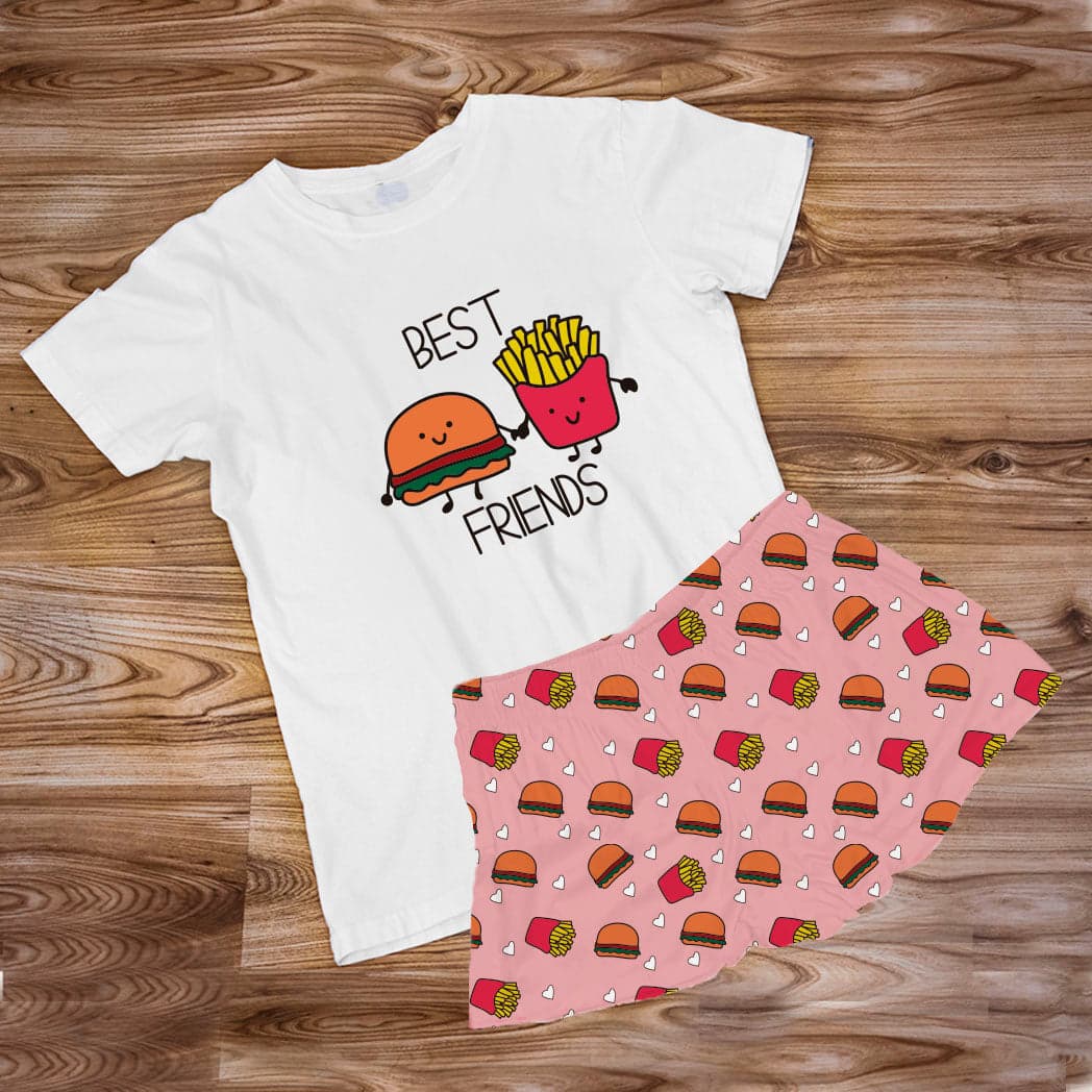 Pijama Estampada en poli algodón SHORT con el diseño de  HAMBURGUESA Y PAPAS — foto 1