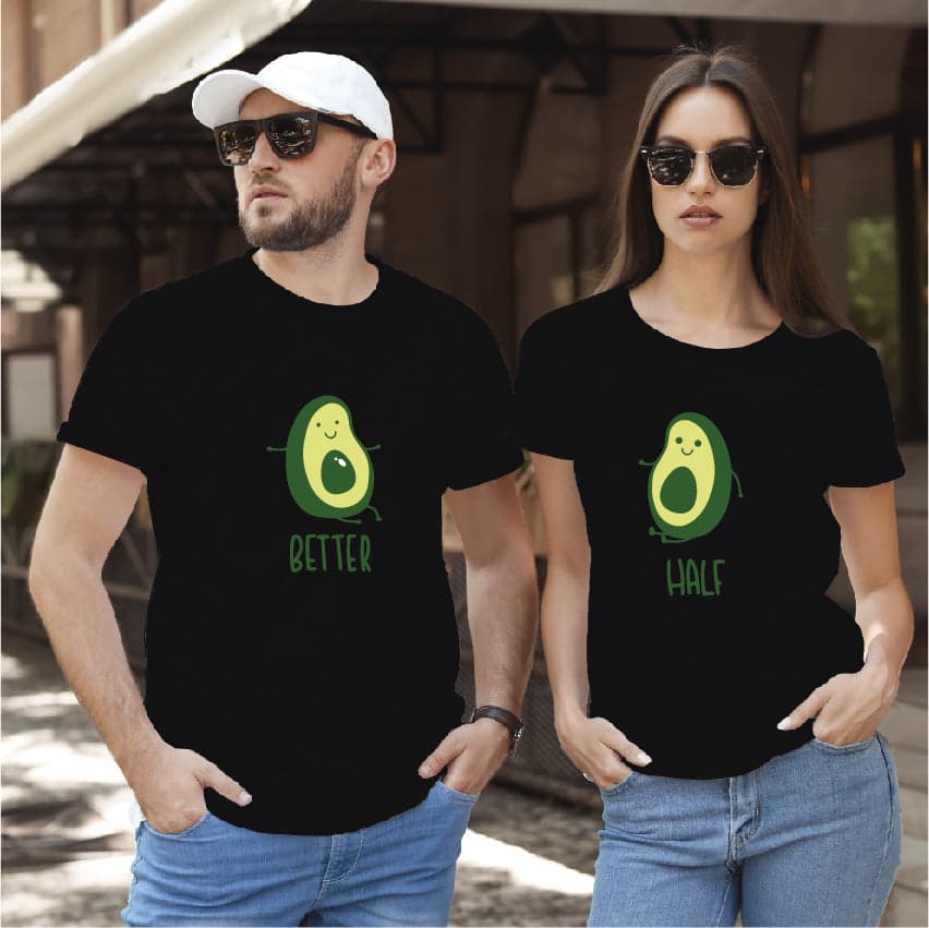 Camiseta estampada tipo T-shirt de pareja Better half aguacate — foto 2