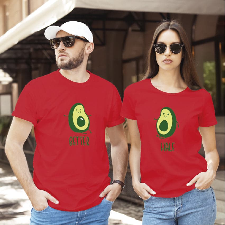 Camiseta estampada tipo T-shirt de pareja Better half aguacate — foto 3