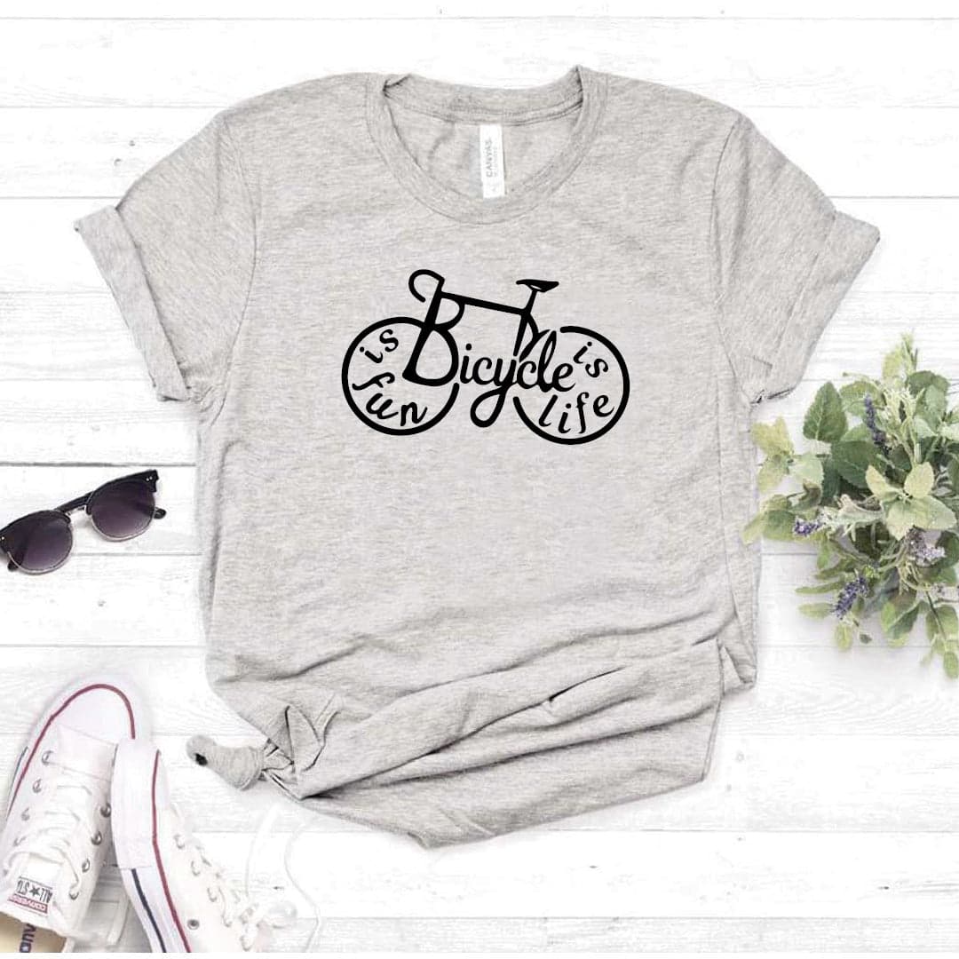 Camisa estampada  tipo T-shirt BYCLICLE IS LIFE IS FUN — foto 8