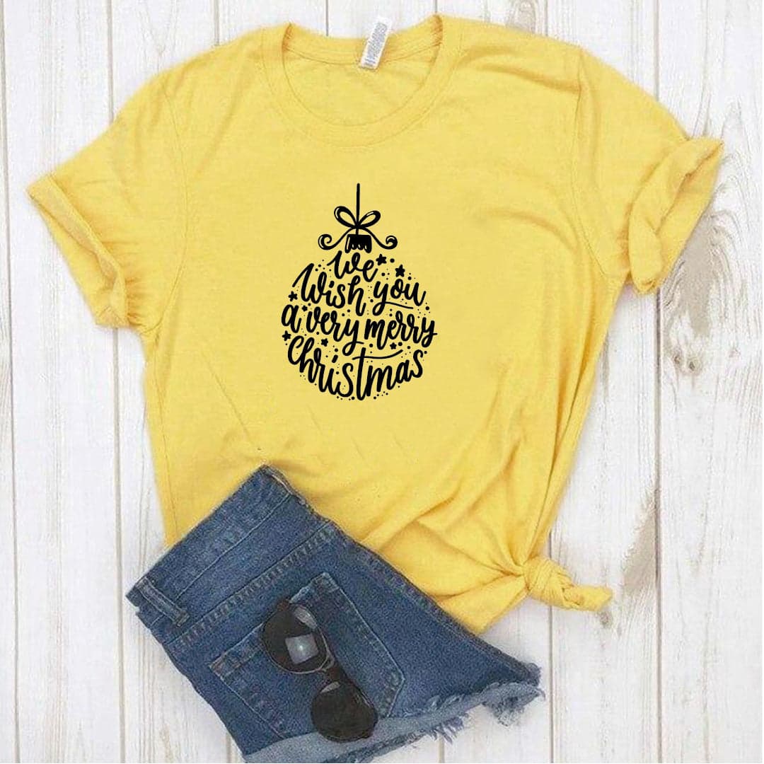 Camisa estampada  tipo T-shirt  We wish you a very merry christmas (Bola Navidad Bamabalina) — foto 2
