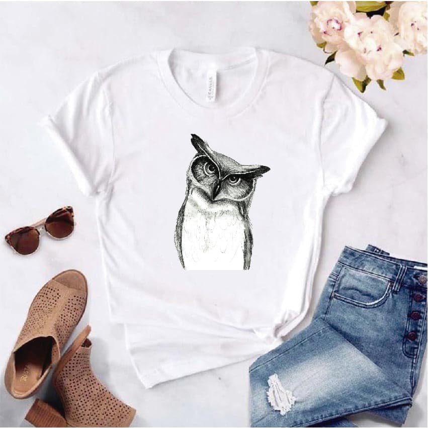 Camisa estampada  tipo T-shirt de polialgodon BUHO DIBUJO — foto 1