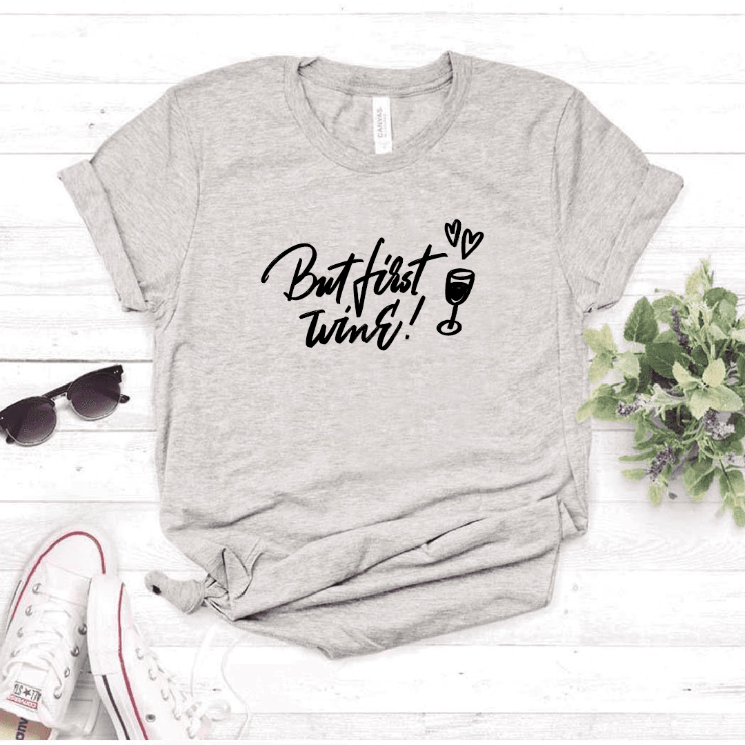 Camisa estampada tipo T- shirt But First Wine (Copas Corazón) — foto 5