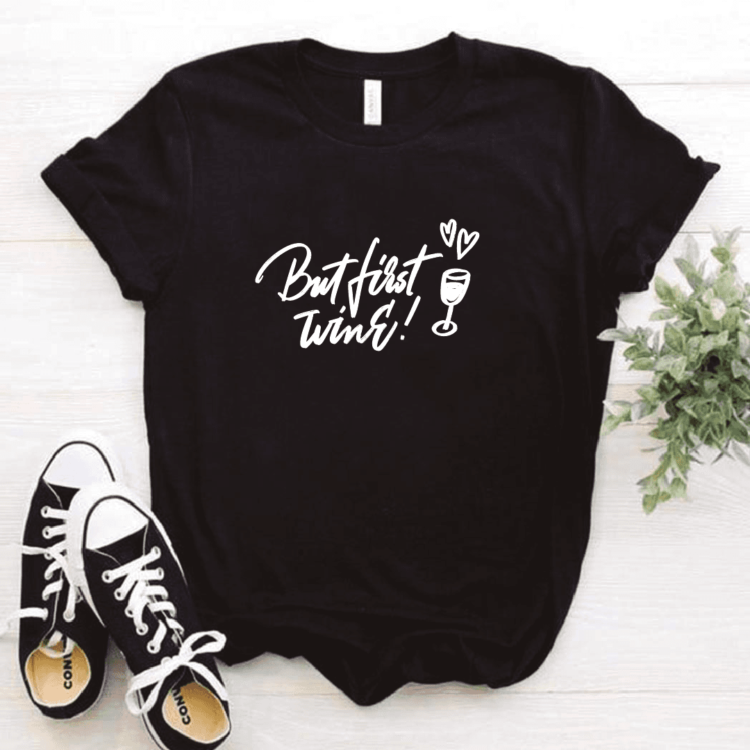 Camisa estampada tipo T- shirt But First Wine (Copas Corazón) — foto 7
