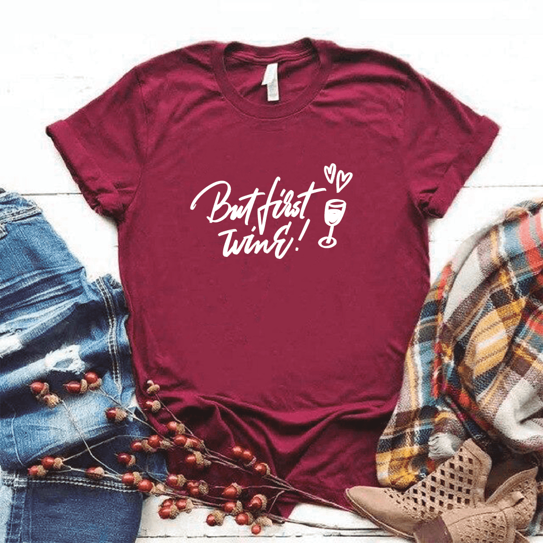 Camisa estampada tipo T- shirt But First Wine (Copas Corazón) — foto 8