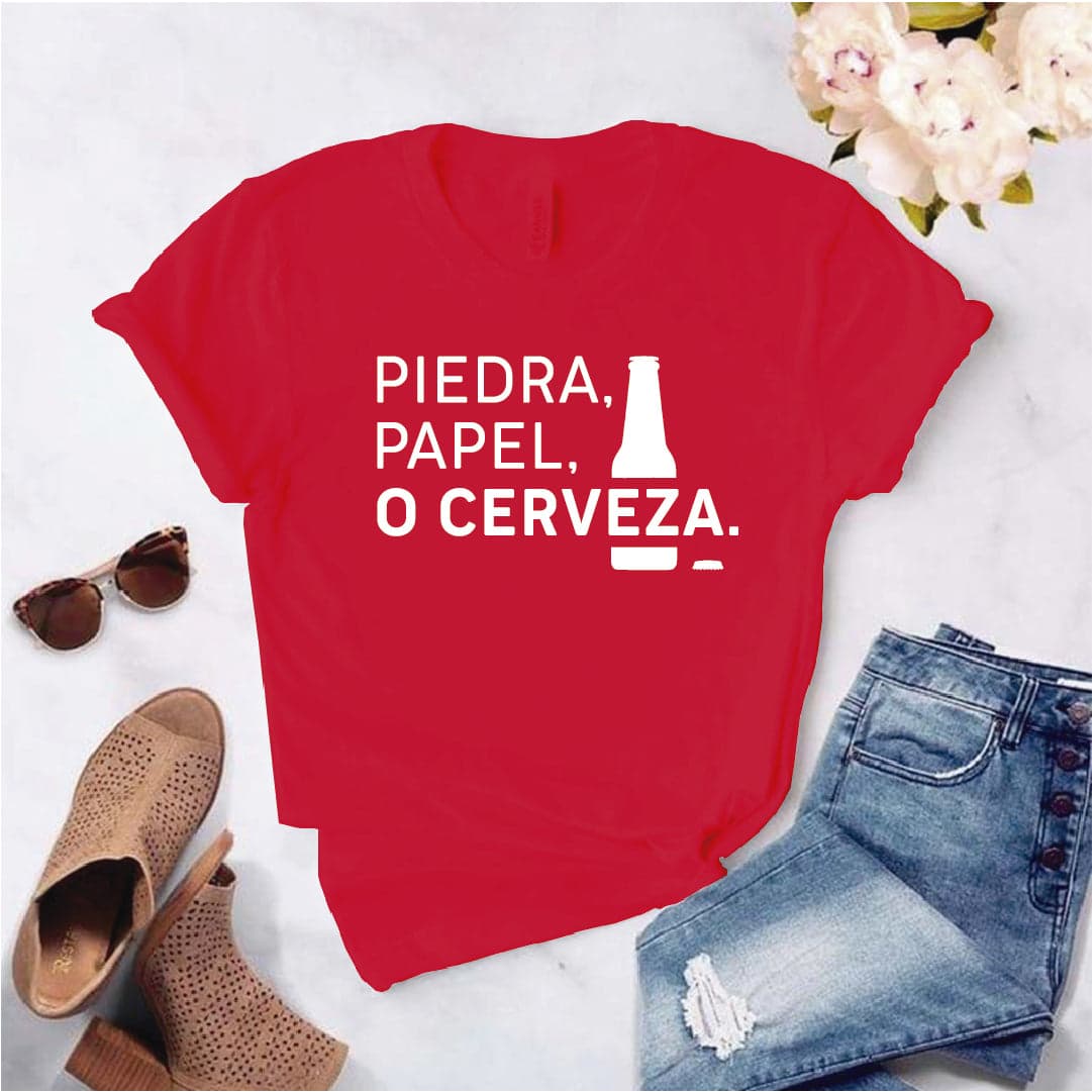 Camiseta tipo T-shirt unisex Piedra Papel o Cerveza — foto 4