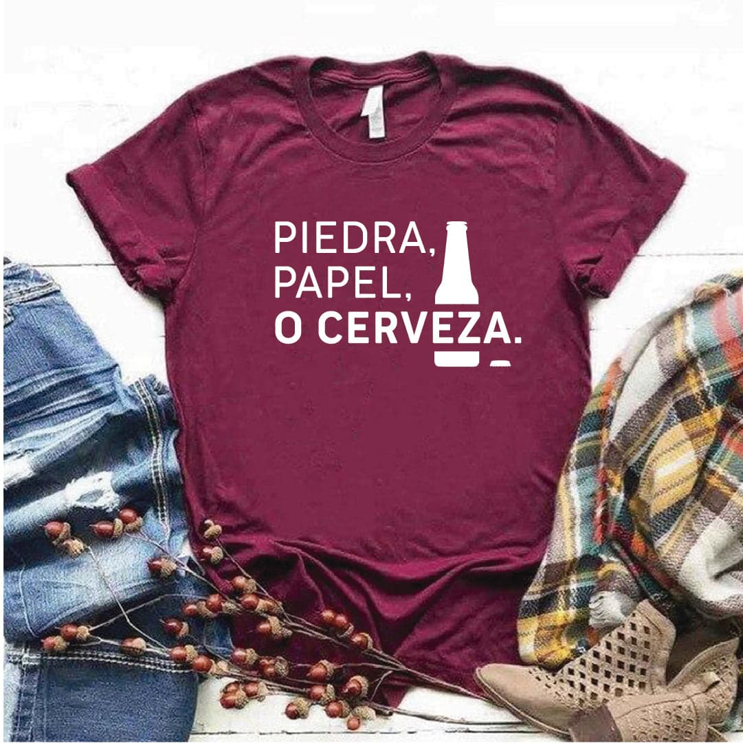 Camiseta tipo T-shirt unisex Piedra Papel o Cerveza — foto 2