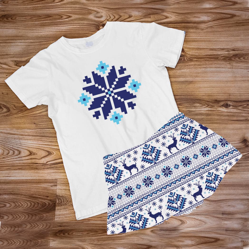 Pijama Estampada en poli algodón de Short  (Navidad) copo de nieve — foto 1
