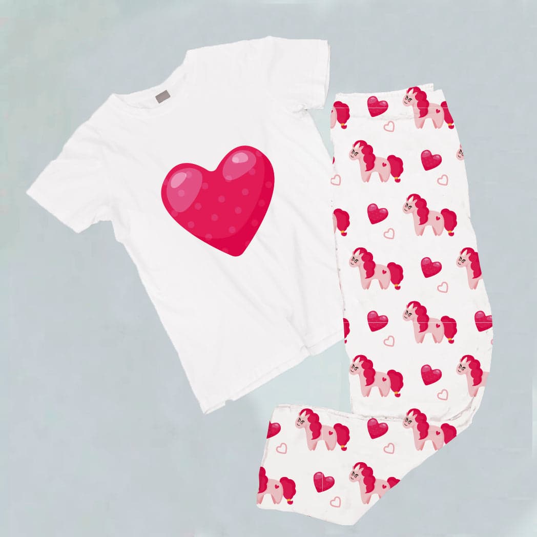 Pijama estampada de pantalón Largo Corazon y unicornio — foto 1
