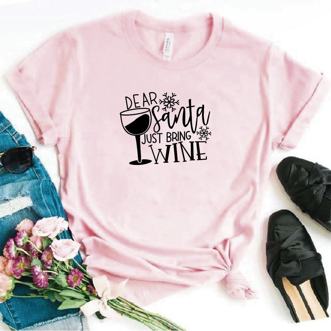 Camisa estampada  tipo T-shirt  dear santa just bring wine — foto 7