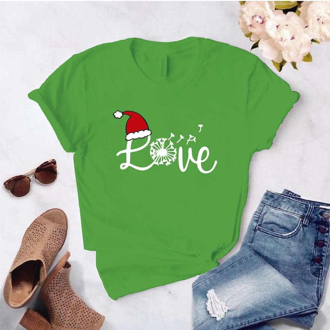 Camisa estampada  tipo T-shirt (Navidad) Love diente de león  Con Gorrito Navideño — foto 4