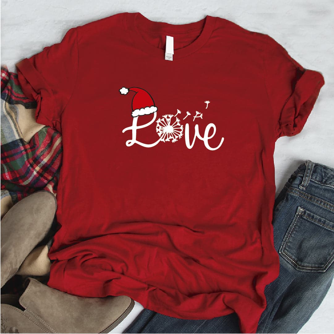 Camisa estampada  tipo T-shirt (Navidad) Love diente de león  Con Gorrito Navideño — foto 5