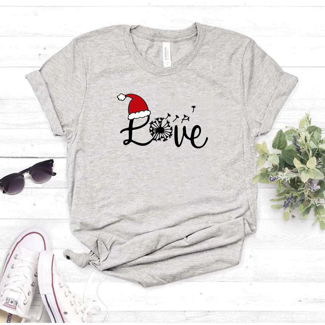 Camisa estampada  tipo T-shirt (Navidad) Love diente de león  Con Gorrito Navideño — foto 7