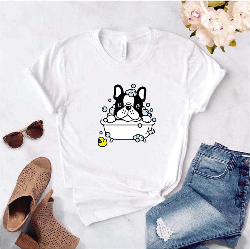 Camisa estampada  tipo T-shirt  de poli algodón PERRO BAÑERA — foto 1