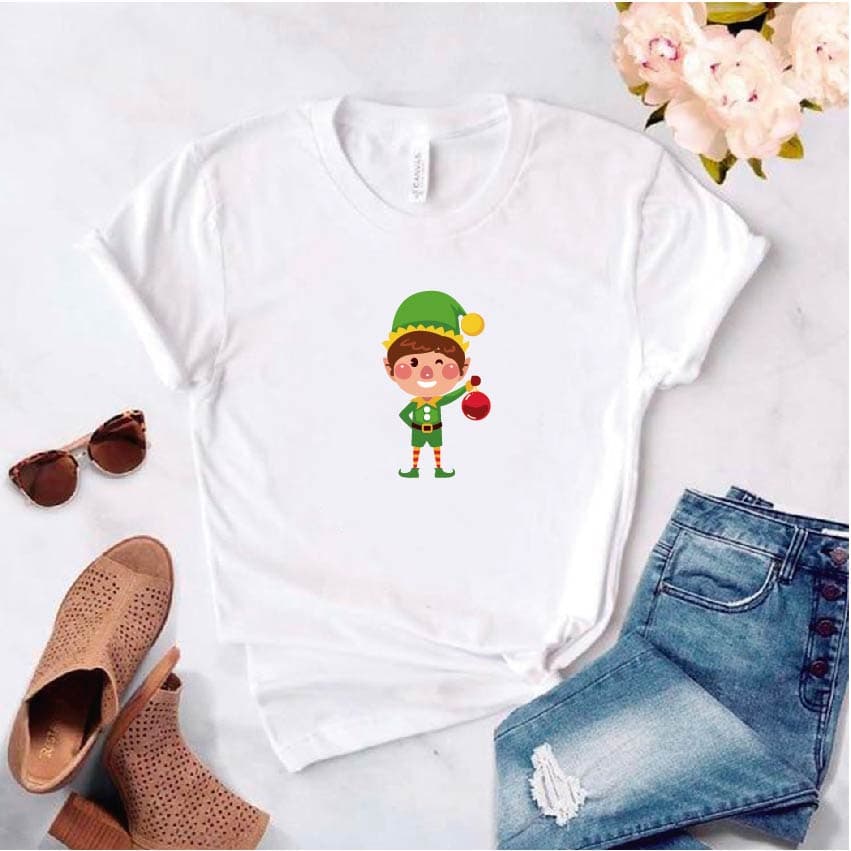 Camisa estampada tipo T-shirt de polialgodon (navidad) duendecillo — foto 1