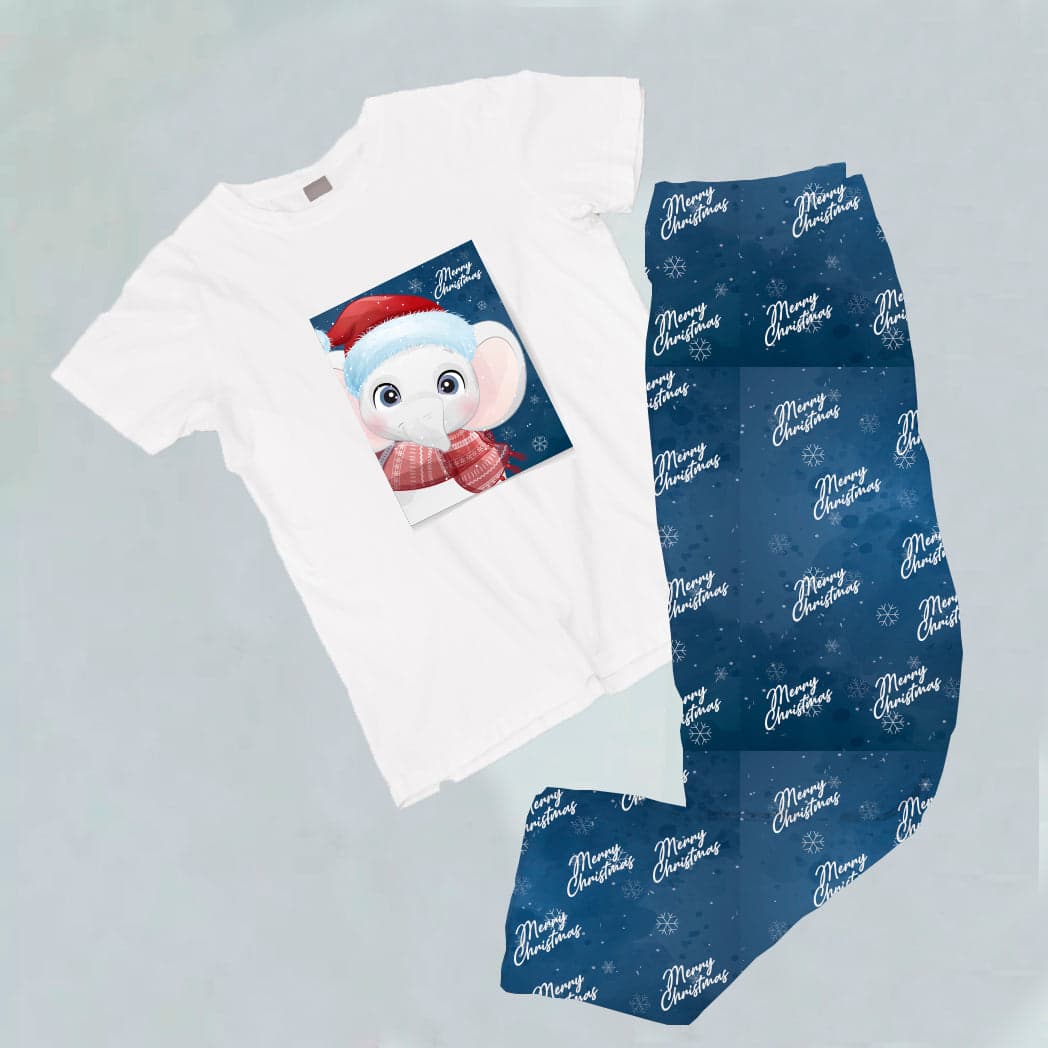 Pijama estampada de pantalón Largo ELEFANTE AZUL NAVIDAD — foto 1