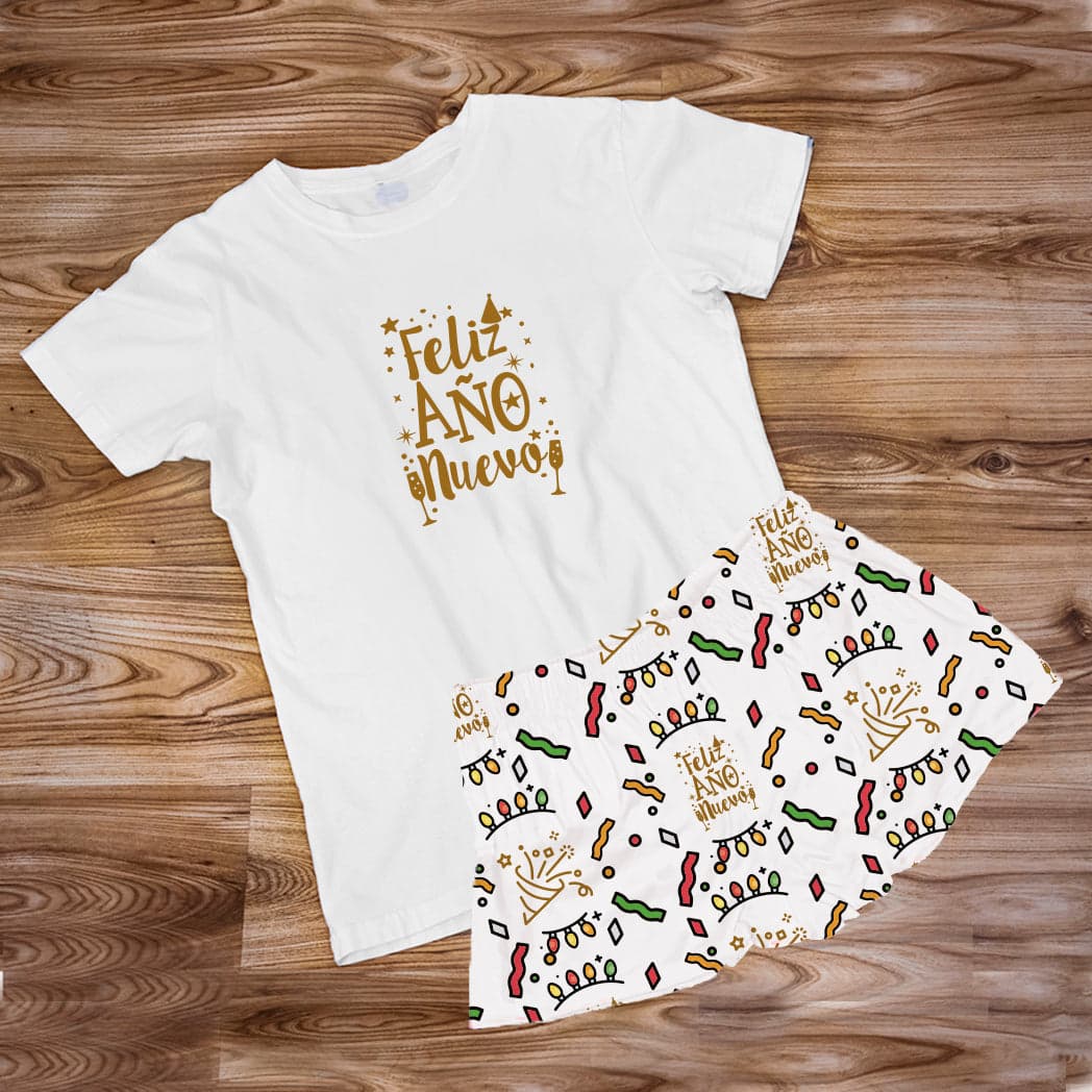 Pijama Estampada en poli algodón de Short  (Navidad) feliz año nuevo — foto 1