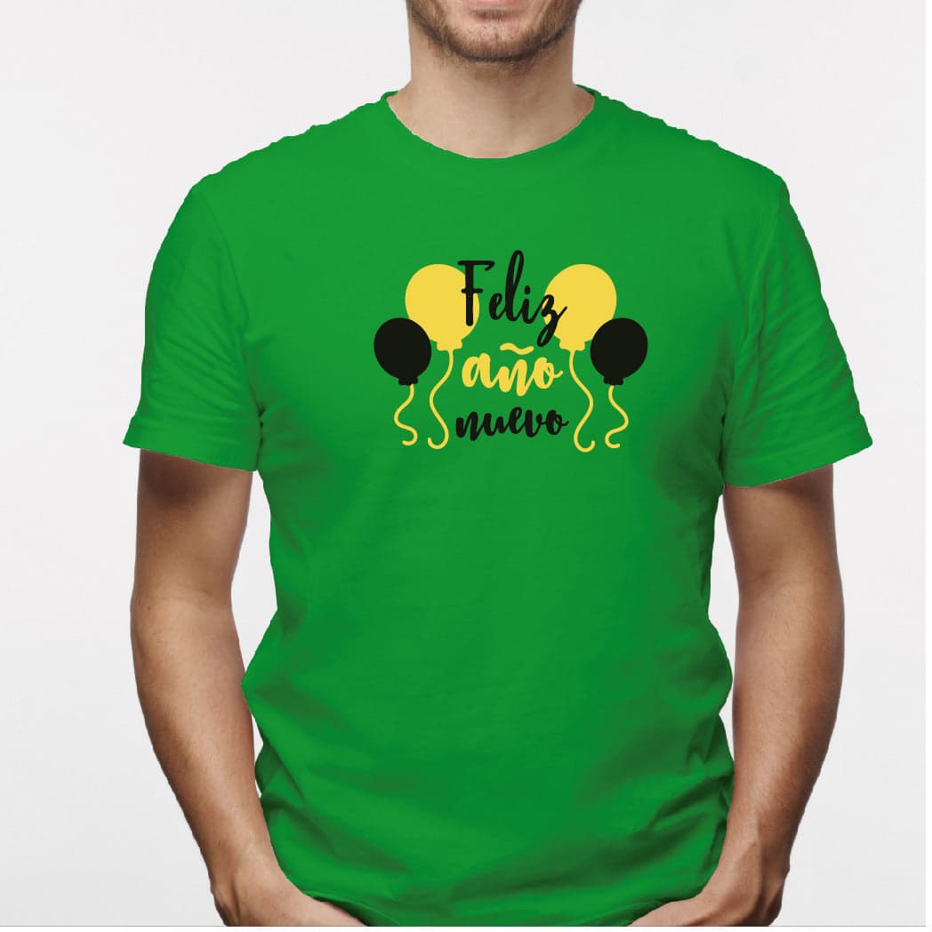 Camisa estampada para hombre  tipo T-shirt (NAVIDAD) feliz año nuevo con globos — foto 7