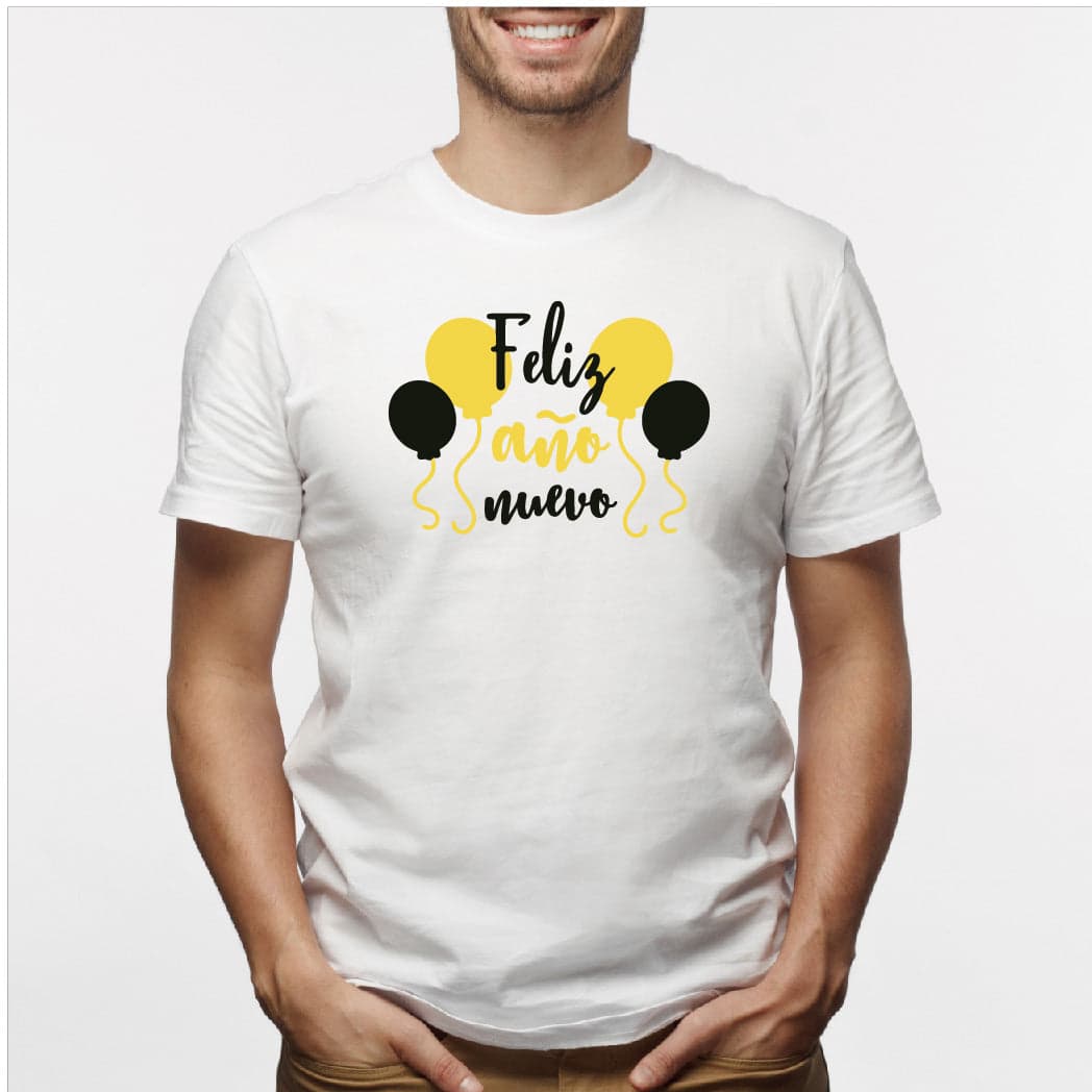 Camisa estampada para hombre  tipo T-shirt (NAVIDAD) feliz año nuevo con globos — foto 1