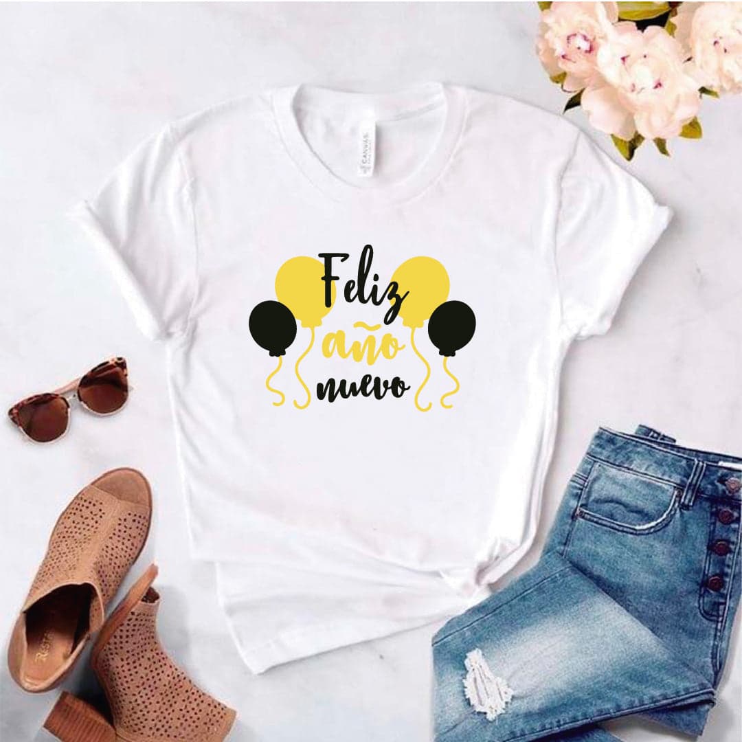 Camisa estampada  tipo T-shirt (navidad) feliz año nuevo con globos — foto 8