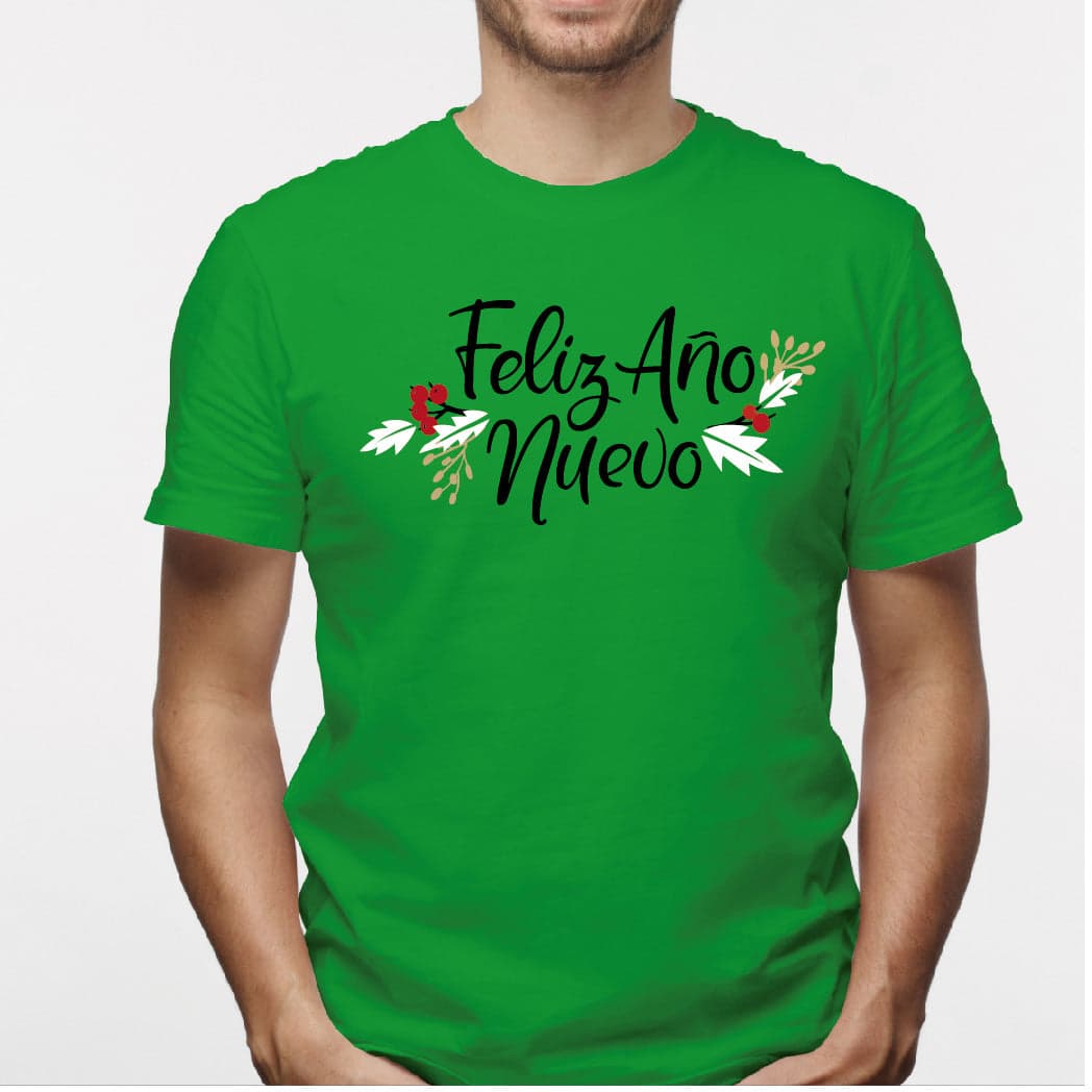 Camisa estampada para hombre  tipo T-shirt (NAVIDAD) feliz año nuevo con hojas — foto 6