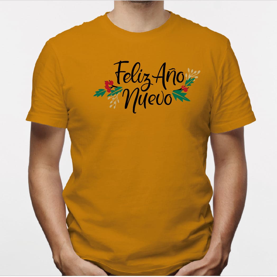Camisa estampada para hombre  tipo T-shirt (NAVIDAD) feliz año nuevo con hojas — foto 3