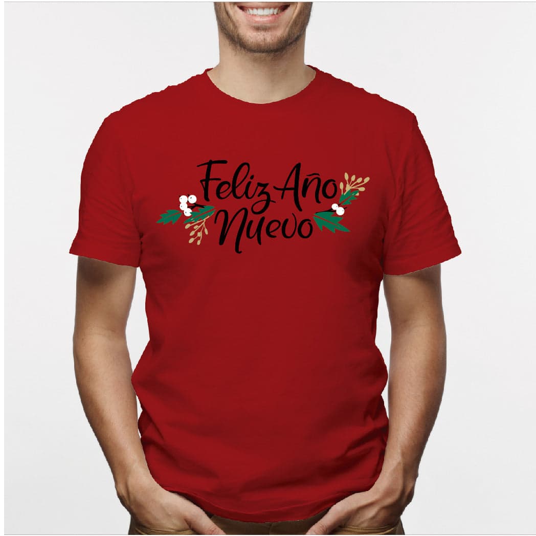 Camisa estampada para hombre  tipo T-shirt (NAVIDAD) feliz año nuevo con hojas — foto 4