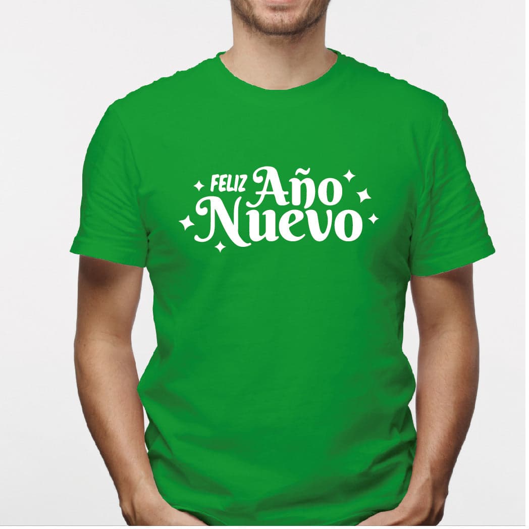 Camisa estampada para hombre  tipo T-shirt (NAVIDAD) feliz año nuevo en verde — foto 2