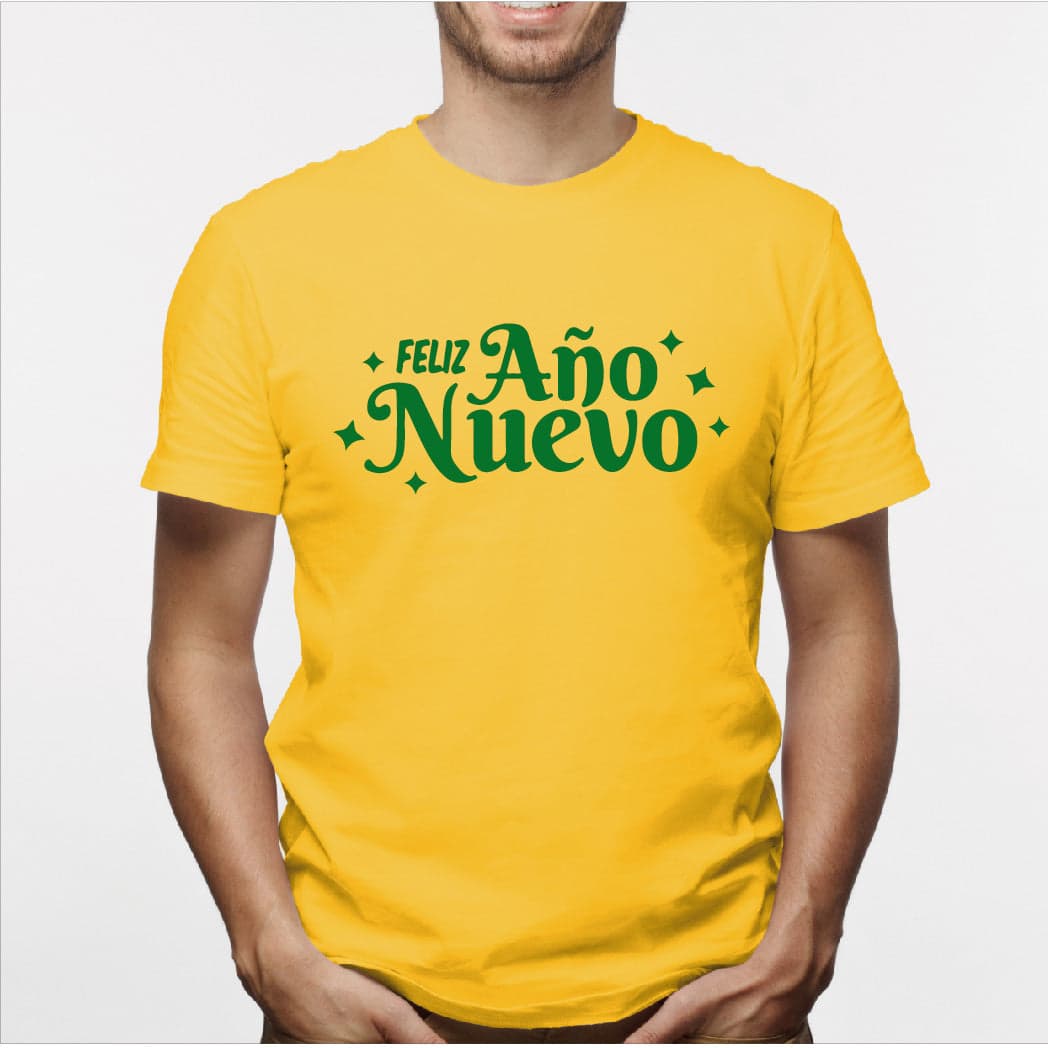 Camisa estampada para hombre  tipo T-shirt (NAVIDAD) feliz año nuevo en verde — foto 4