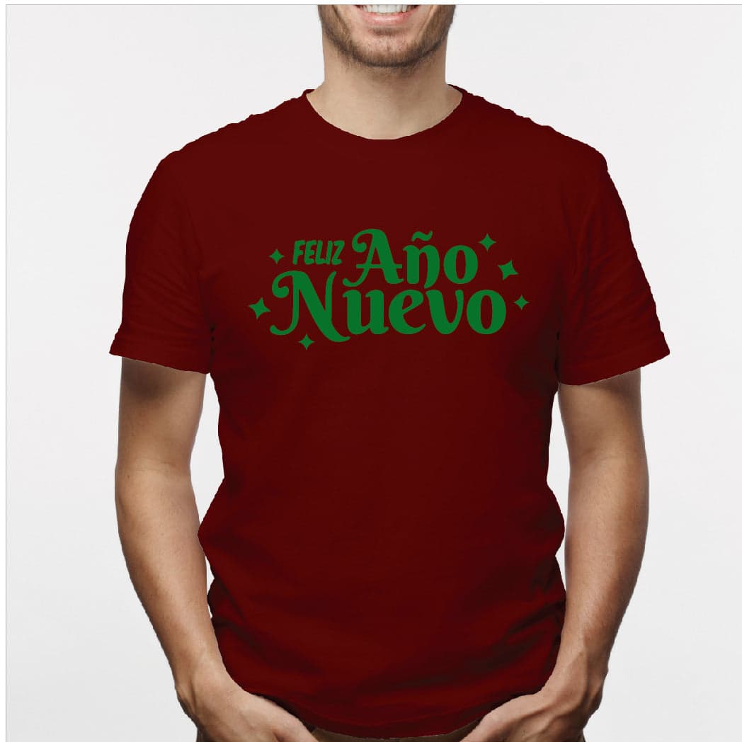 Camisa estampada para hombre  tipo T-shirt (NAVIDAD) feliz año nuevo en verde — foto 5