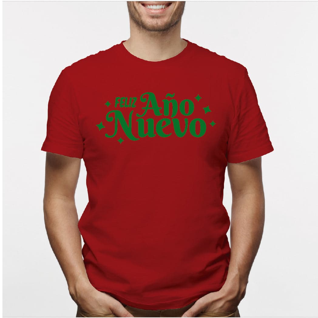 Camisa estampada para hombre  tipo T-shirt (NAVIDAD) feliz año nuevo en verde — foto 7