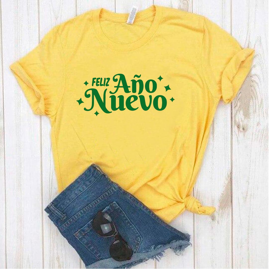 Camisa estampada  tipo T-shirt (navidad) feliz año nuevo en verde — foto 4