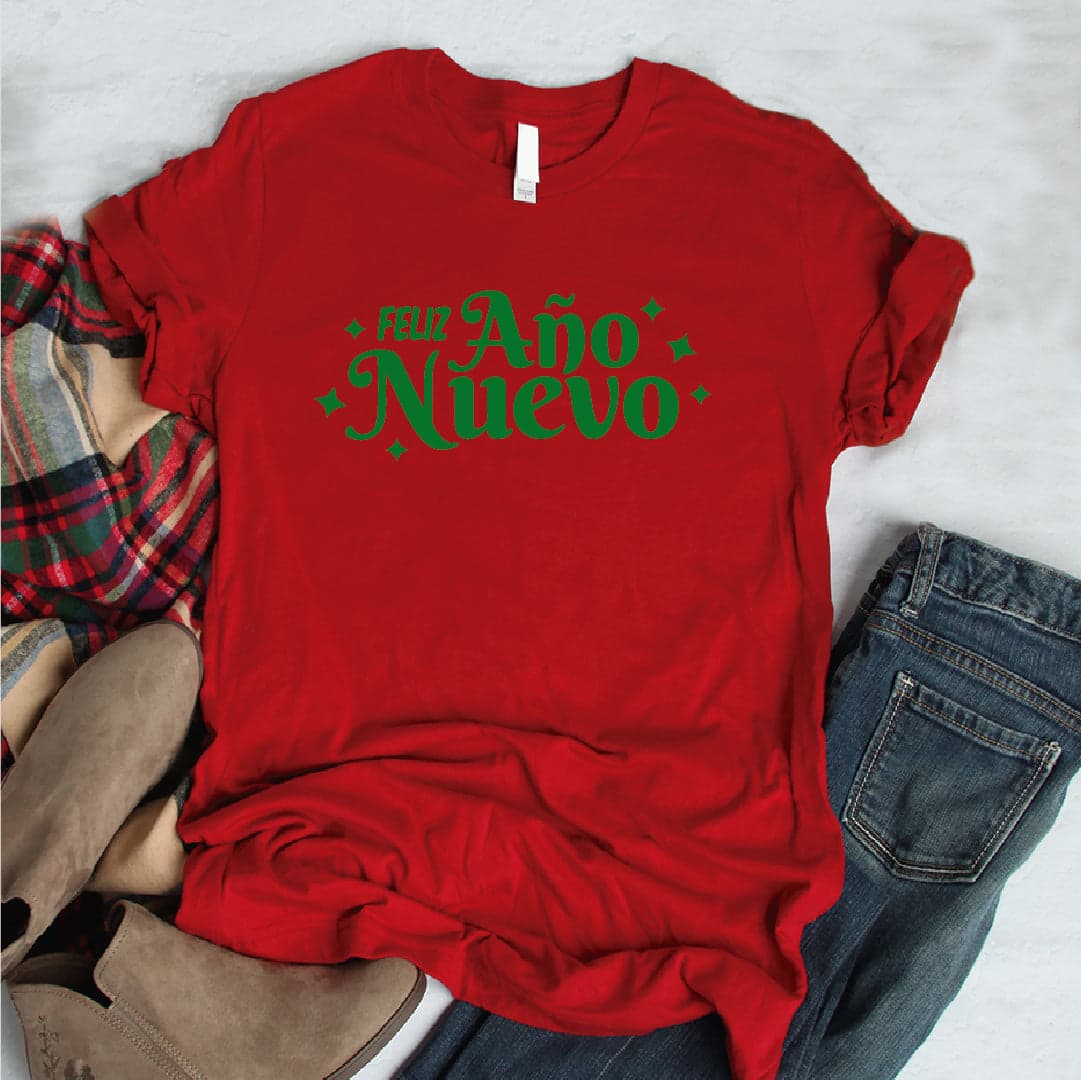 Camisa estampada  tipo T-shirt (navidad) feliz año nuevo en verde — foto 8
