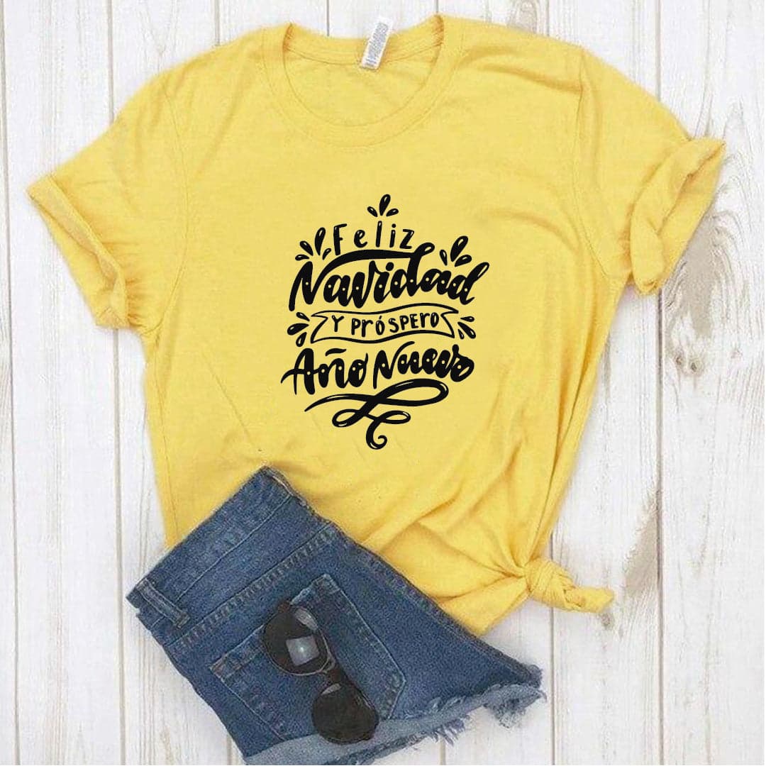 Camisa estampada  tipo T-shirt Feliz Navidad Lettering — foto 1