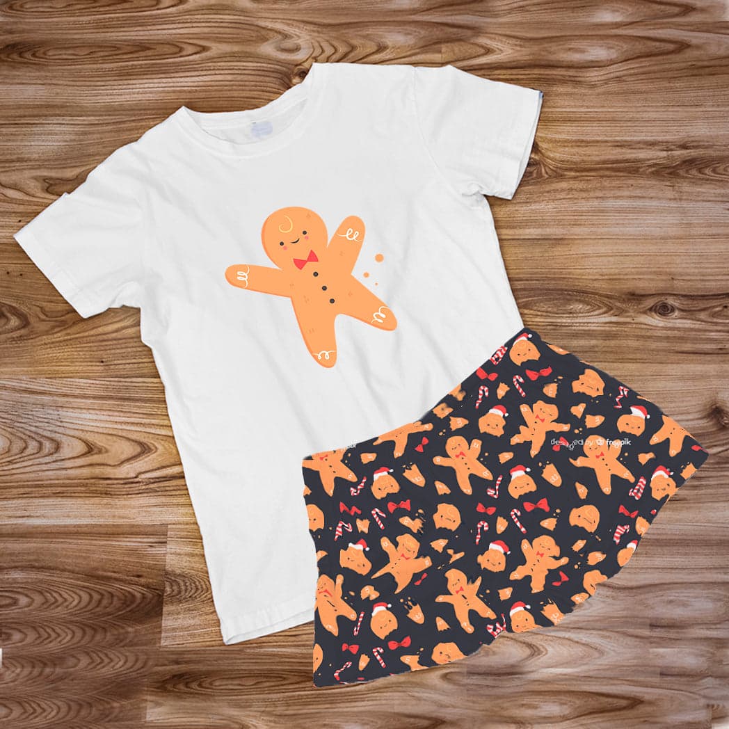 Pijama Estampada en poli algodón de Short Galleta muñeco de navidad — foto 1