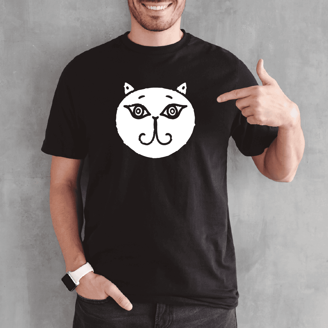 Camisa estampada para hombre  tipo T-shirt Gato cara Redonda — foto 3